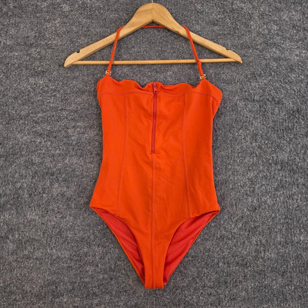 Agua Bendita Swimsuit Medium Orange Zip Front One Piece Beach Pool Resort Cruise
